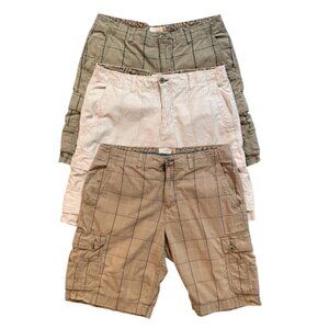 Bundle of 3 Mens 100% Cotton Cargo Utility Bermuda Board Shorts Sz 38 #338G